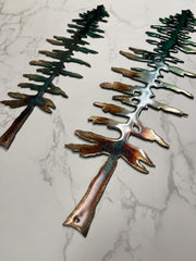Forest pine trees metal wall art by HG Artworks 12x3.5 inch