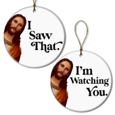 HHVintage I Saw That Ornament white ceramic 3-5 inch diameter