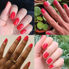 Hibiscus color Olive & June nail polish packaging