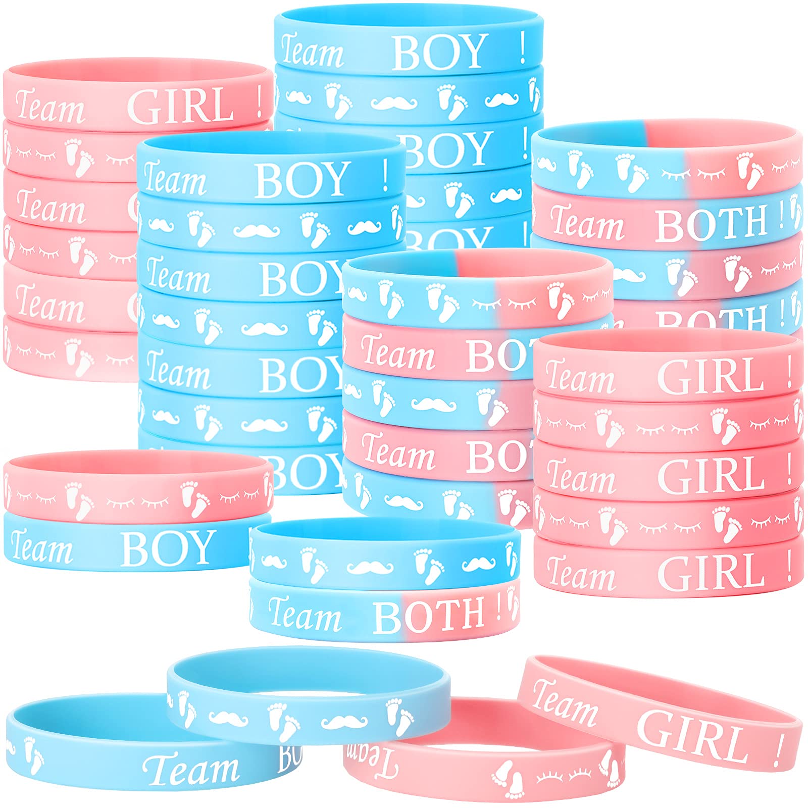 Hicarer gender reveal bracelets 60 pieces blue and pink