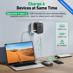 International plug adapter supporting 100V-250V wide voltage