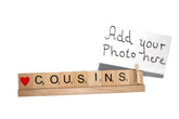 Hiding Place Boutique Cousins Frame photo holder with scrabble tiles
