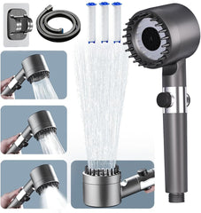 High pressure shower head with 59-inch hose and four modes