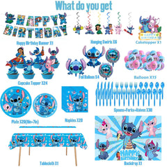 Stitch birthday party set balloons and props