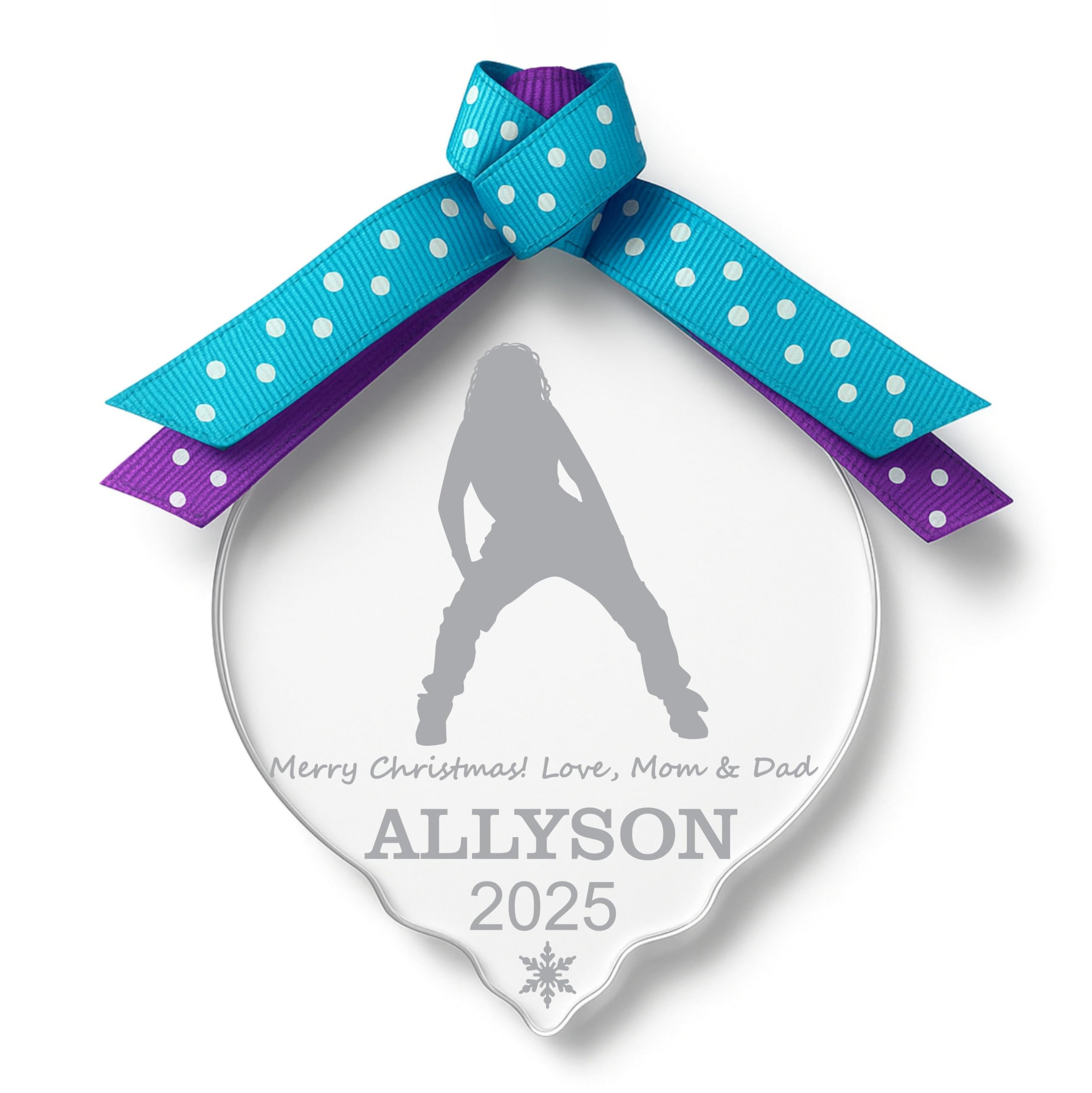Hip Hop Dance Ornament acrylic with silver string