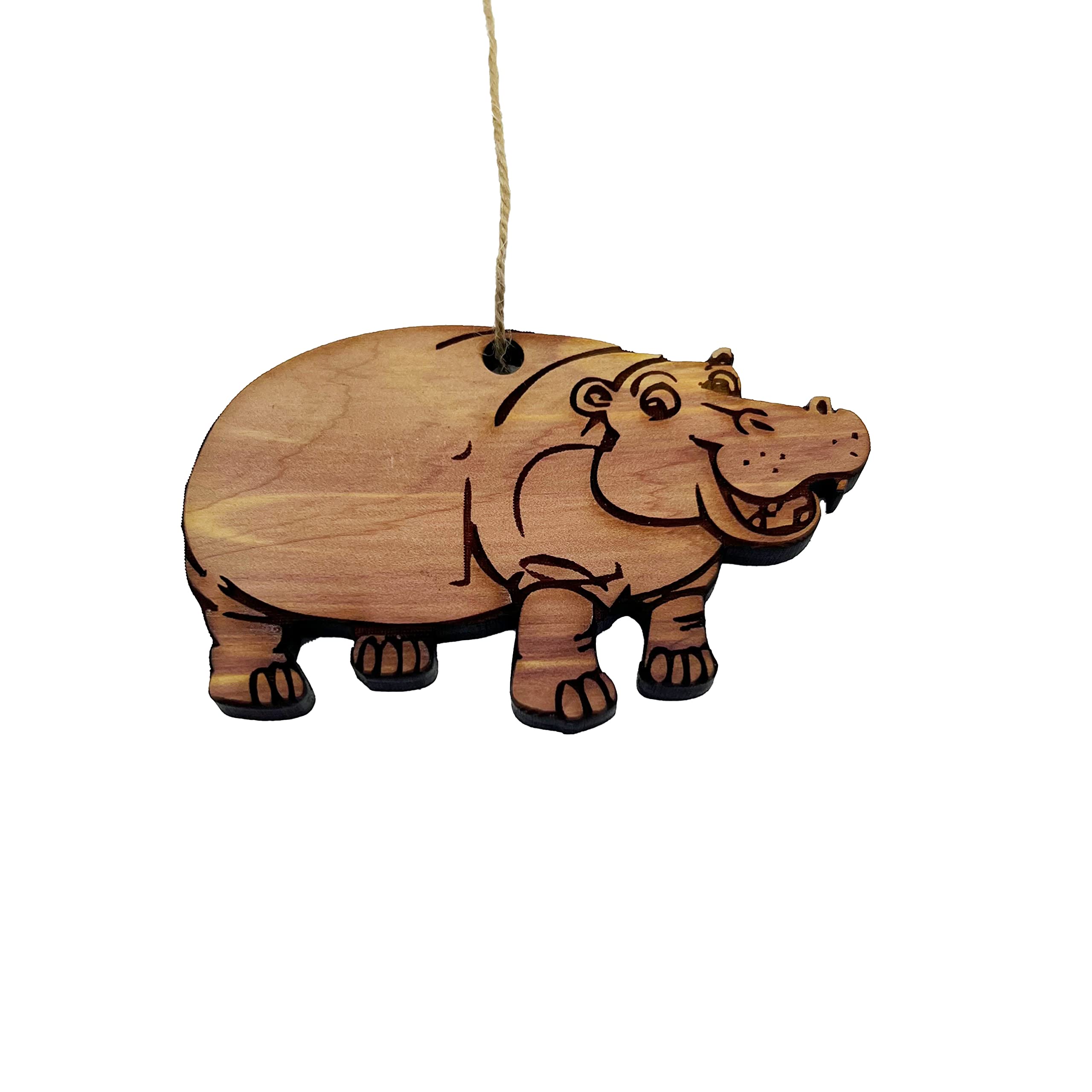 Hippo Cedar Ornament raw cedar material close up