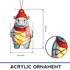 Hippo ornament with vibrant colors and layered artistry