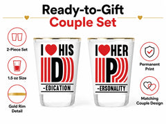 Two 1.5 oz capacity shot glasses for tequila and vodka