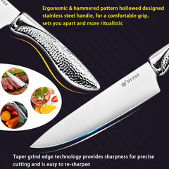 HISSF 7 inch santoku knife blade close up