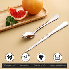 Hiware grapefruit spoons knife 18-8 stainless close up
