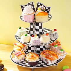 Three-tier cupcake stand assembled height about 14 inches