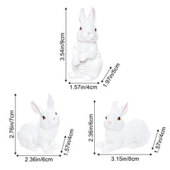 Three Easter Bunny Figurines prone crouching standing gestures for display