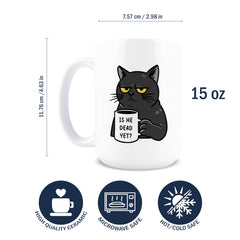 Hogg Is He Dead Yet mug black cat design 15oz