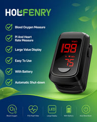 HOLFENRY Pulse Oximeter Fingertip large OLED display