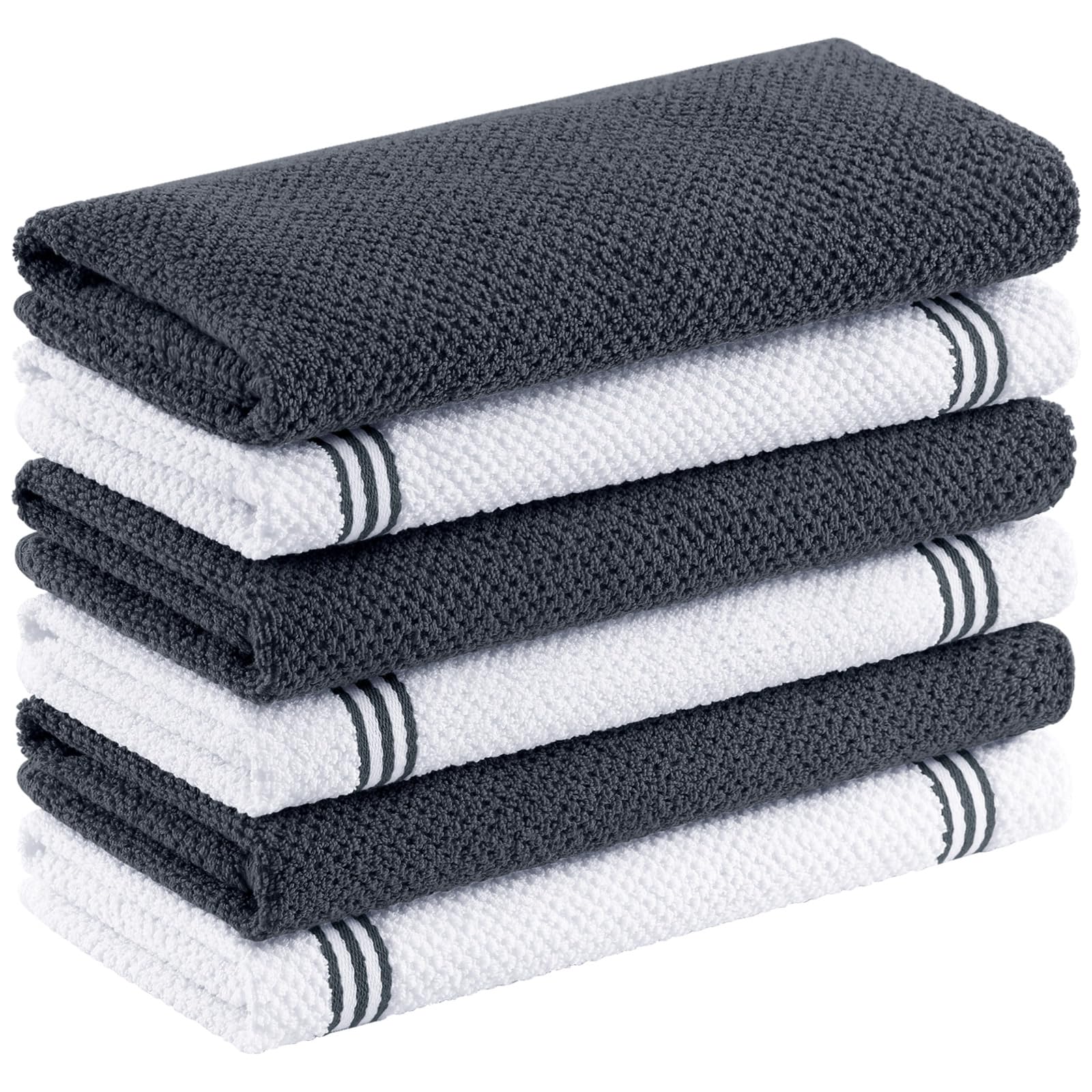 Homaxy kitchen towels 16x26 dark grey 6 pack