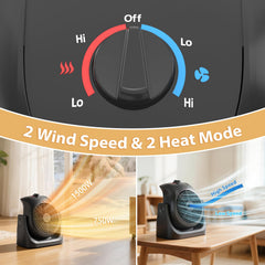 home office heater and cooling fan for desk use