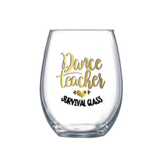 Women gift glass 18 oz stemless with glitter design 0065