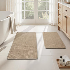 homeideas beige bathroom rug set 24x17 mat
