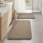 HOMEIDEAS dark beige bathroom rugs 2 piece set on display