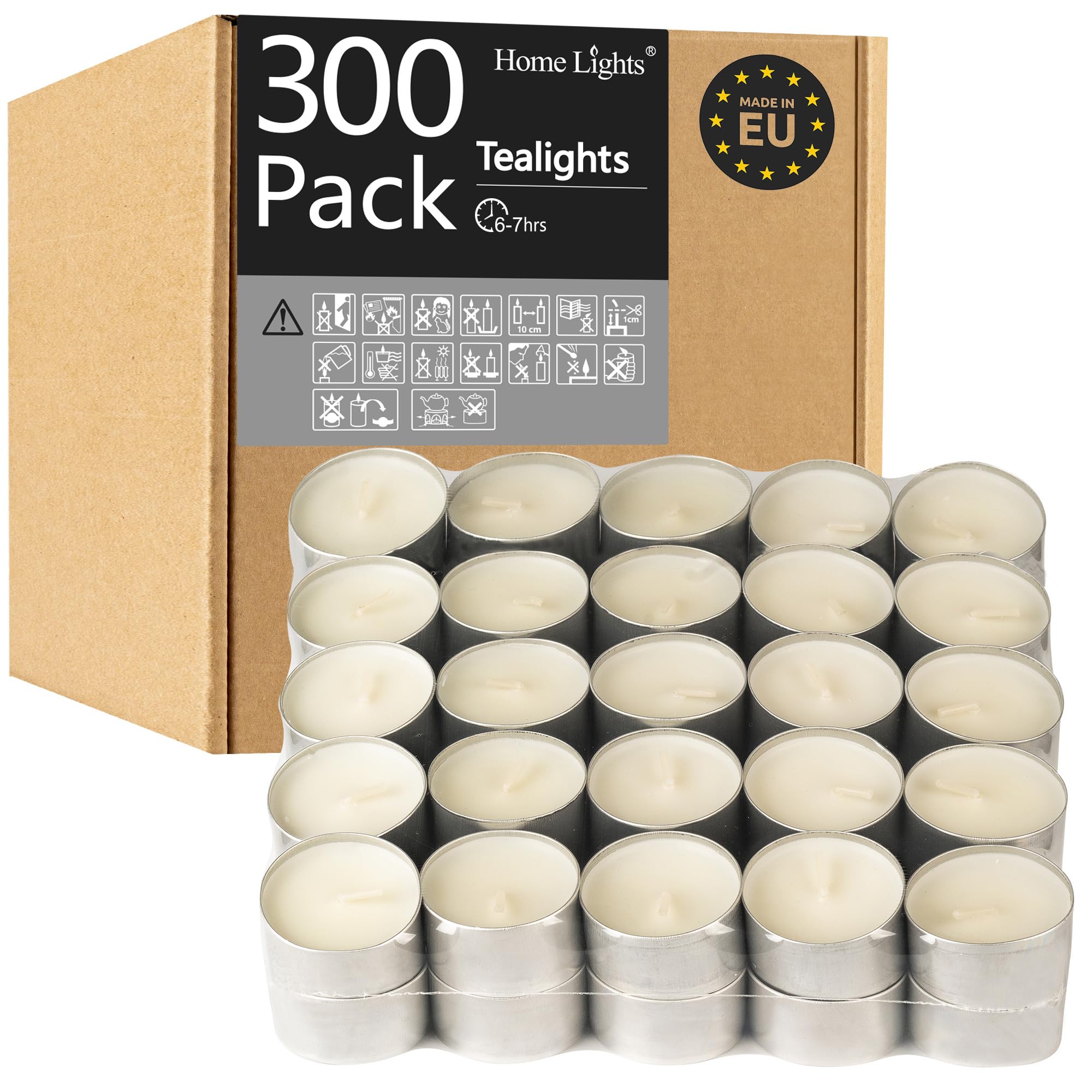 HomeLights Unscented White Tealight Candles 300 Packs