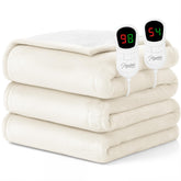 Homemate electric heated blanket king size 100x90 in soft flannel sherpa fabric