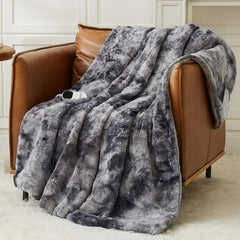 Homemate twin size electric heated blanket close up of plush faux fur