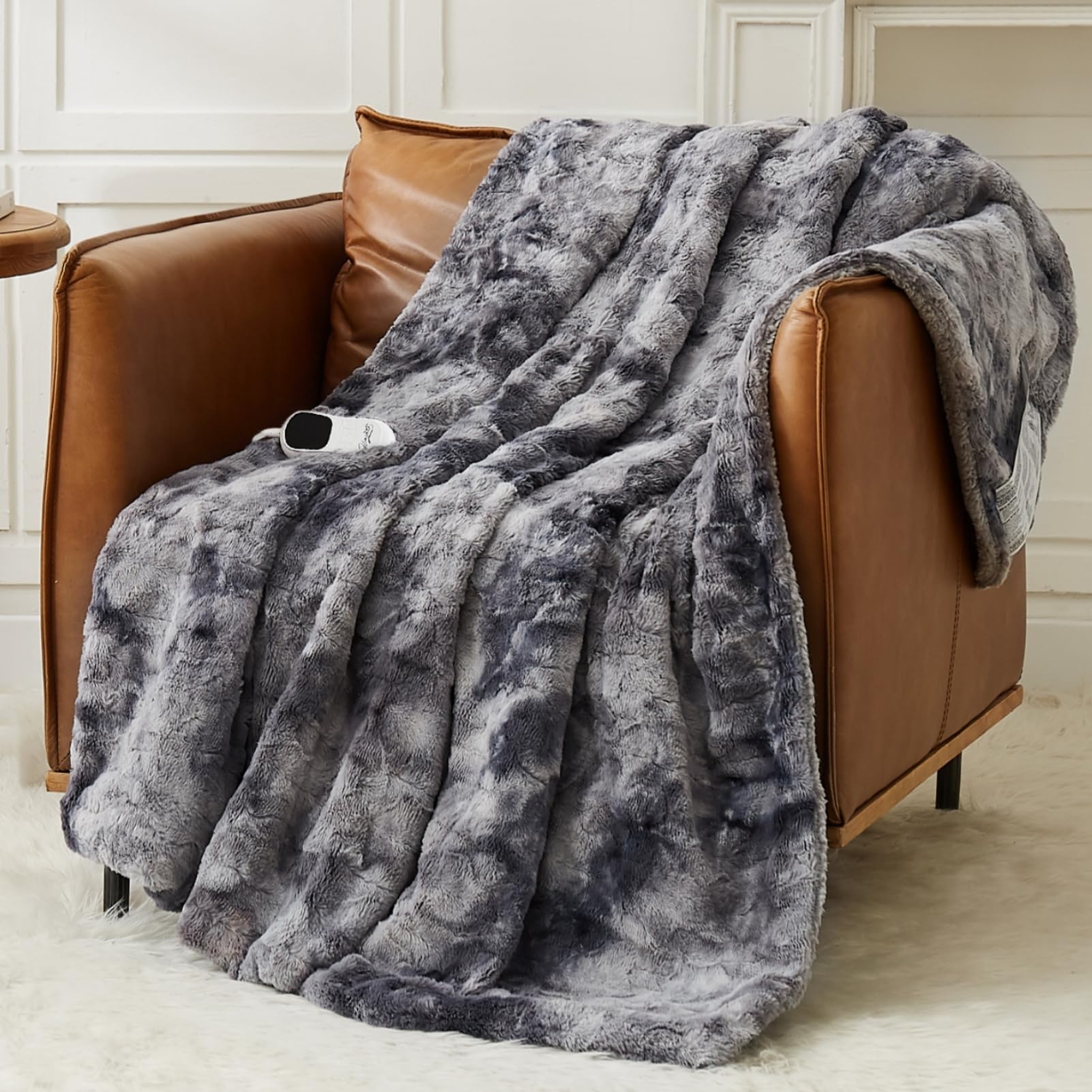 Homemate heated blanket 50x60 size with faux fur sherpa