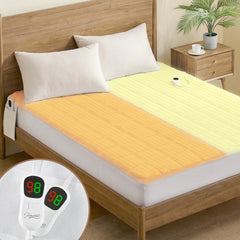 Homemate heated mattress pad queen size on bed with coral fleece fabric