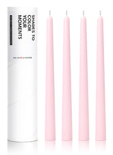 Homeology 10 inch classic taper candles pale pink unscented 4-pack