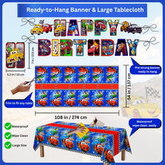 tablecloth for HOMYPOWER Cars Birthday Party Decorations
