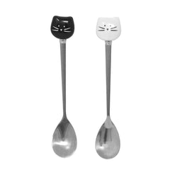 Honbay 2PCS Cute Cat Spoon Set black spoon for cat mug
