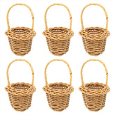 Honbay 6PCS miniature woven baskets with handles brown finish