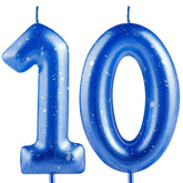 Hongplus blue number 10 birthday candles pair size about 5 cm