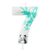 hongplus panda birthday candles for cake panda number 7 candle 5 cm white green