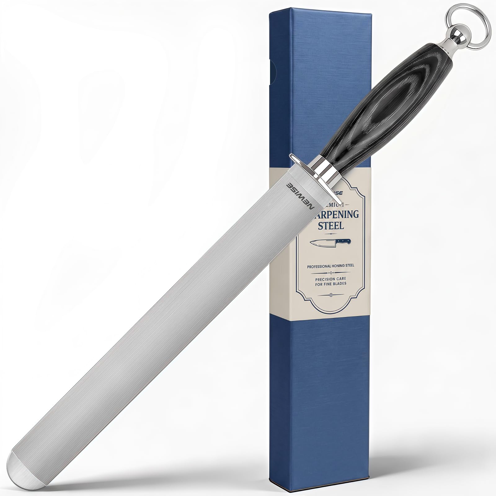 12 inch honing rod with brushed texture