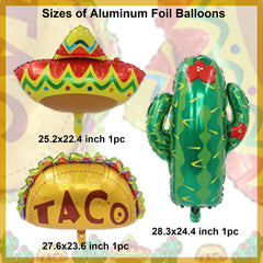 Cactus sombrero taco balloons included in HOOBALON kit