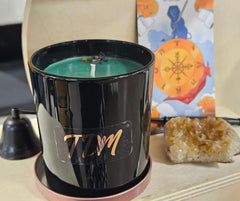 Abundance and prosperity themed candle kit in home ritual setup