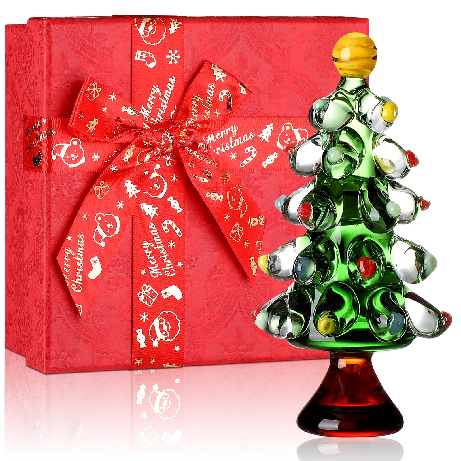 Hoolerry for Women Glass Christmas Tree handmade ornament height 8.5 cm with gift box