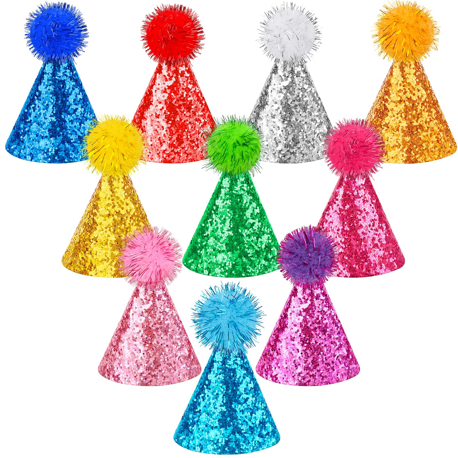 Hooqict mini party hats for stuffed animals assorted colors