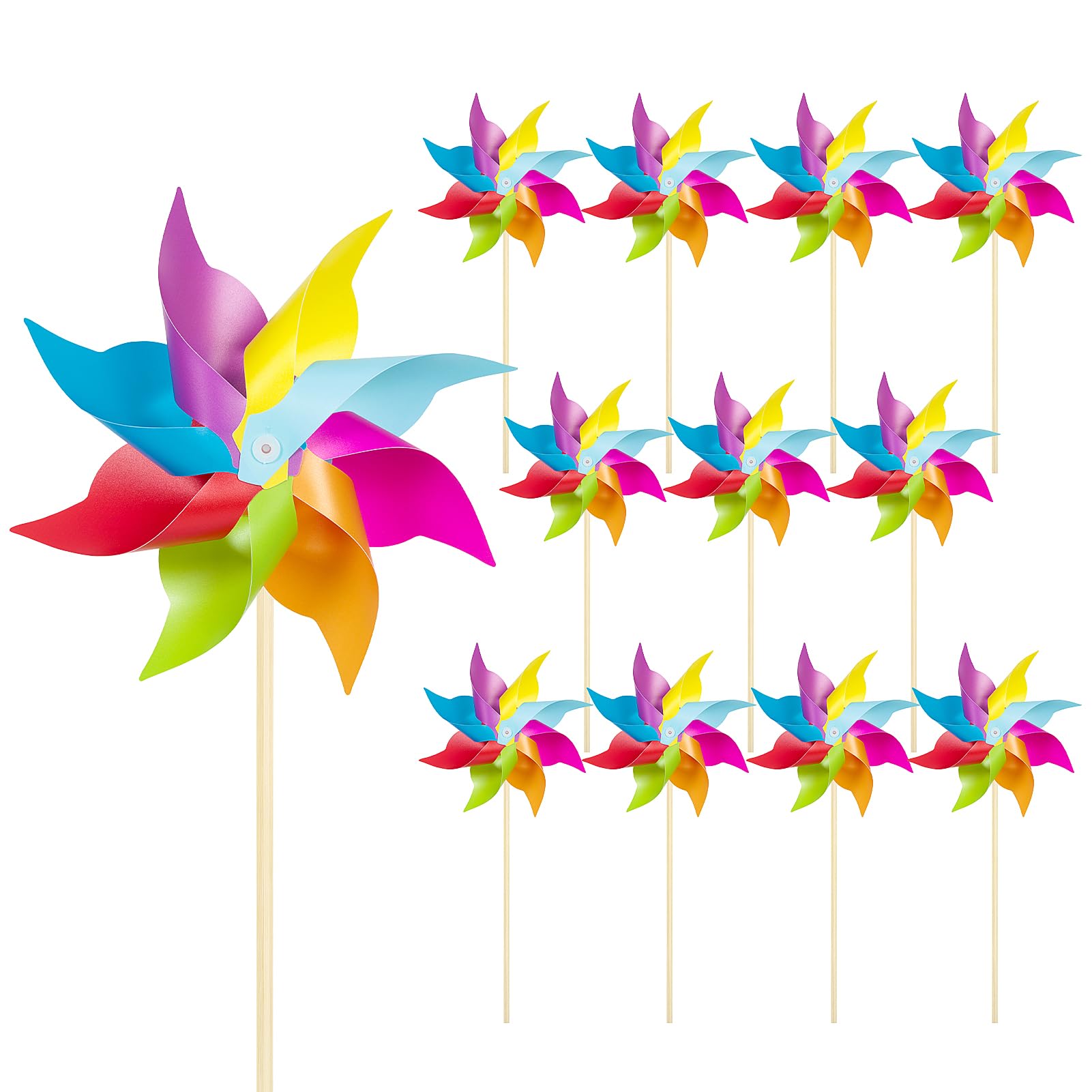 HOOSUN rainbow pinwheels yard decor with wooden sticks