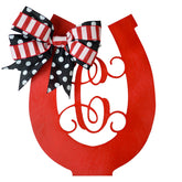 Horse Racing Decor door hanger with Derby Horseshoe Monogram