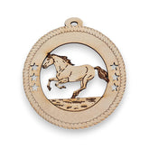 Horse Rearing Ornament size 3.75 x 4 inches natural wood