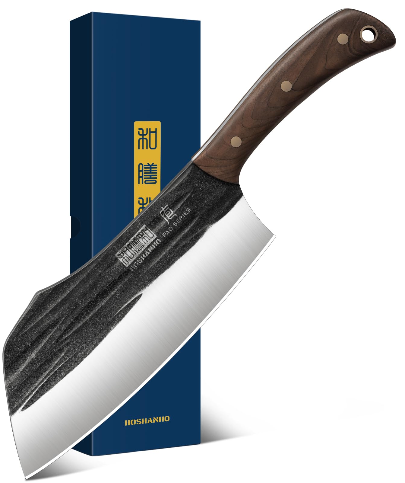 HOSHANHO 7-inch meat cleaver knife with walnut handle