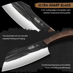 Forged high carbon stainless steel blade close up