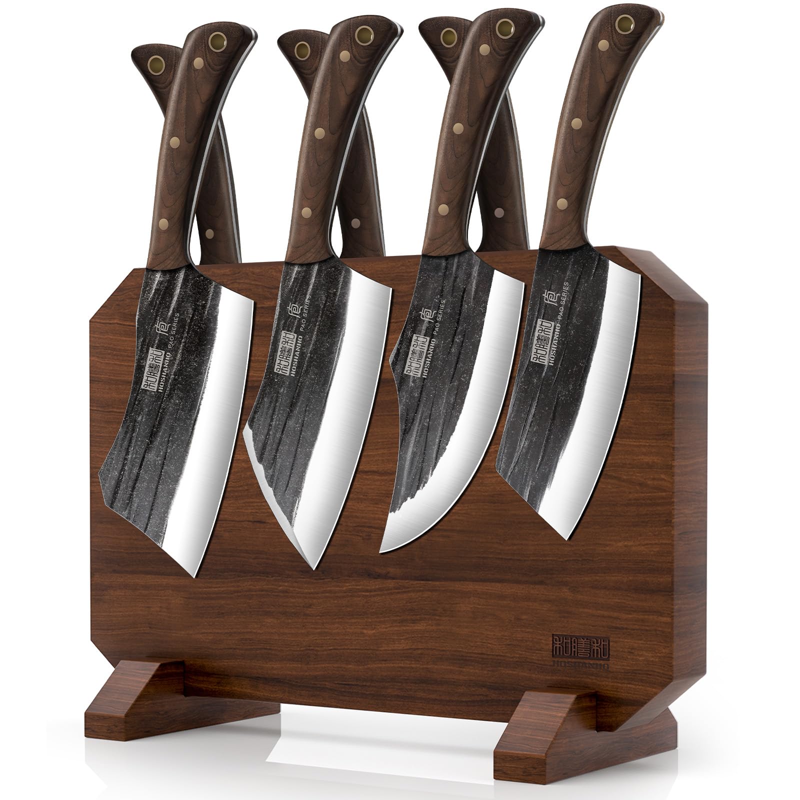 HOSHANHO 8 Pieces Butcher Kitchen Knife Set with magnetic block