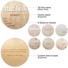 Double-sided nursery name sign for new baby