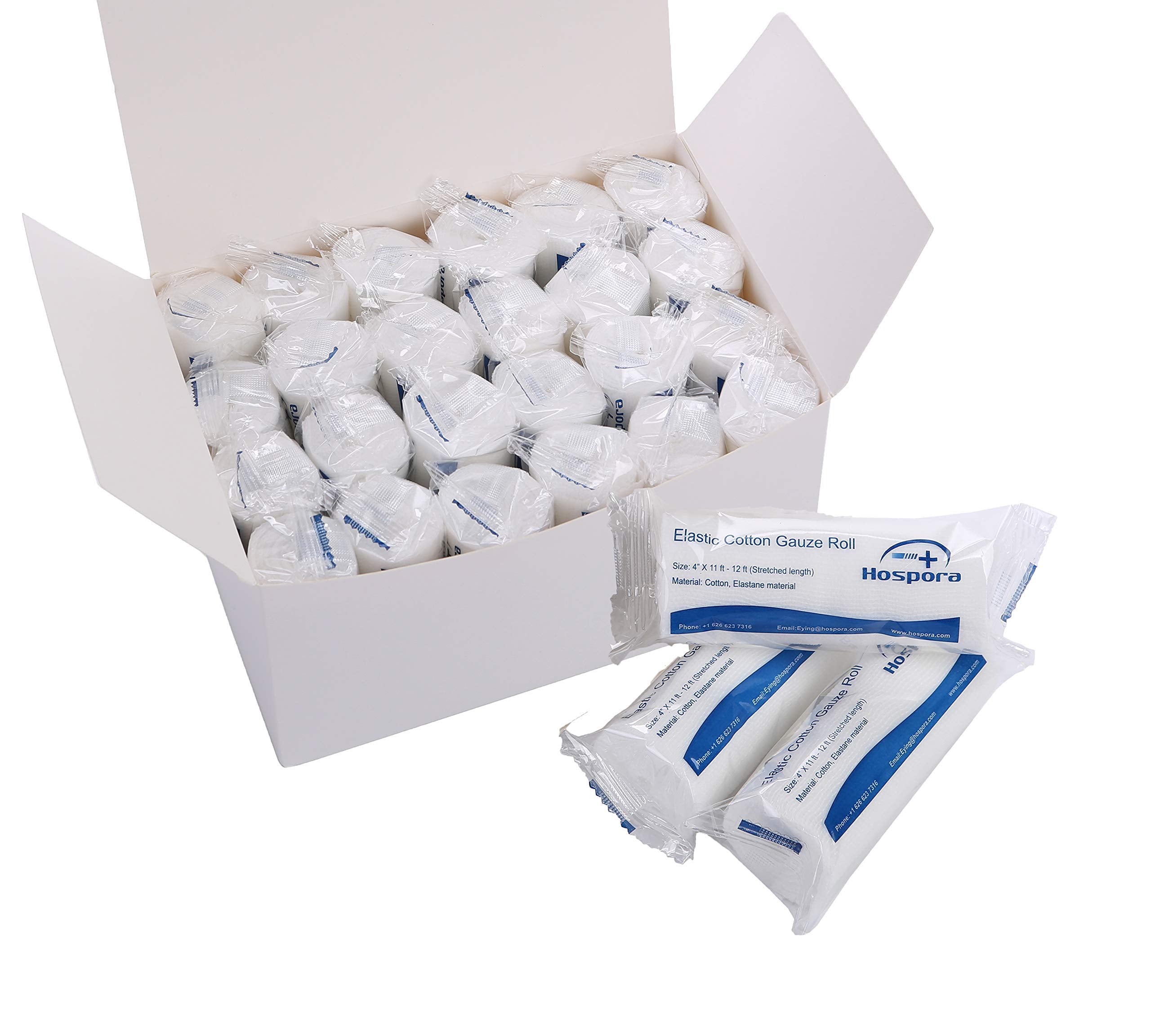 Hospora medical elastic cotton conforming gauze roll 4 inches pack of 24