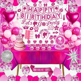 Hot Pink Birthday Decorations 99 Pcs banner and props