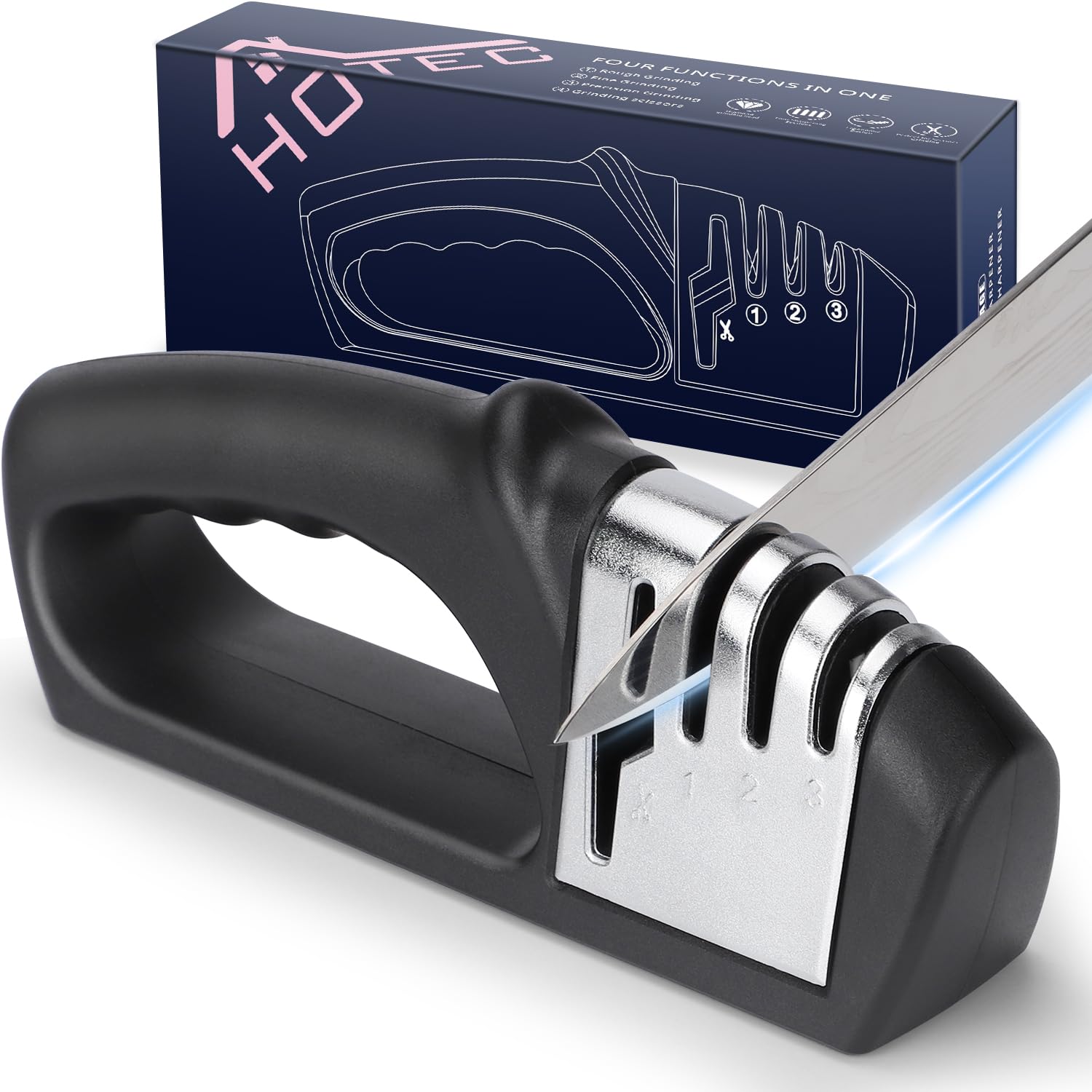 HOTEC 4in1 Knife Sharpener tungsten carbide ceramic system