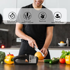 Beginner friendly knife sharpener with simple slot guide